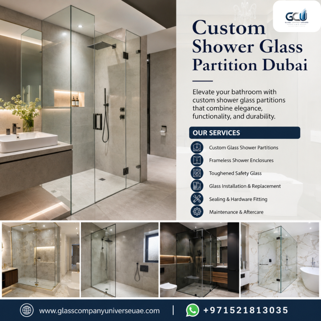 Custom Shower Glass Partition Dubai