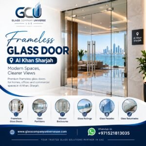 Frameless glass door Al Khan Sharjah
