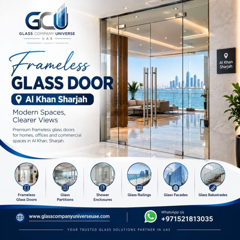 Frameless glass door Al Khan Sharjah